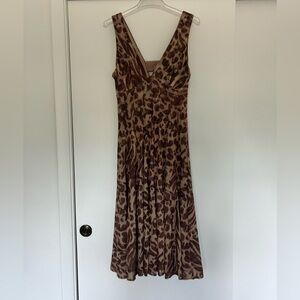 Leopard Print V-Neck Midi Dress